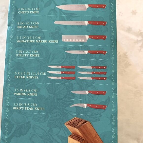 NWT The Pioneer Woman Knife Set with Wooden Block 14 Pc - Picture 4 of 7